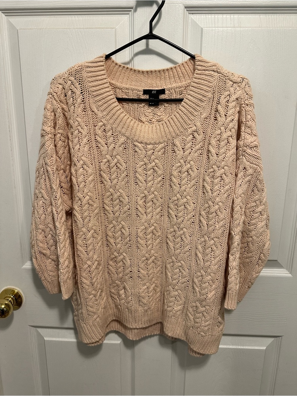 H&M Women's Cable Knit Crewneck Sweater - Light Pink